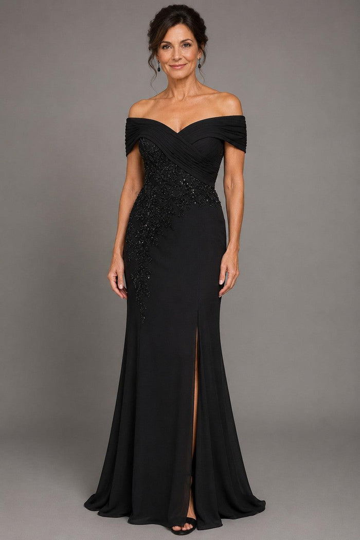 Sheath-Column Floor Length Chiffon Stretch Satin Mother of the Bride Dress CM0468
