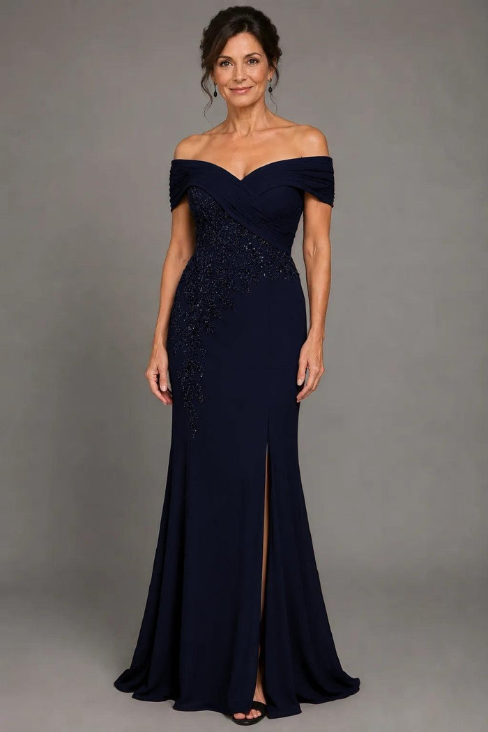 Sheath-Column Floor Length Chiffon Stretch Satin Mother of the Bride Dress CM0468