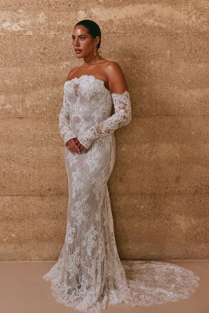 Shimmer Lace Bridal Gloves