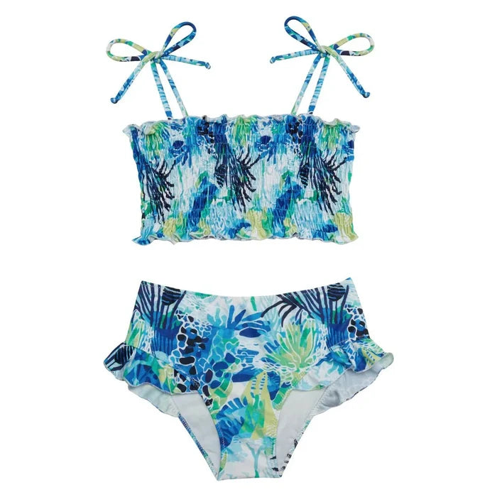 Bikini Marie Raxevsky Shirred Ruffles High Waist Bikini Aquatic Apoella