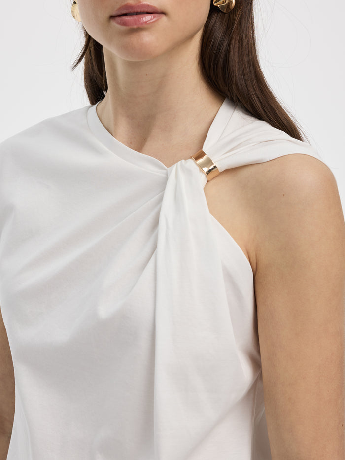 Shirred Tee with Metal Ring