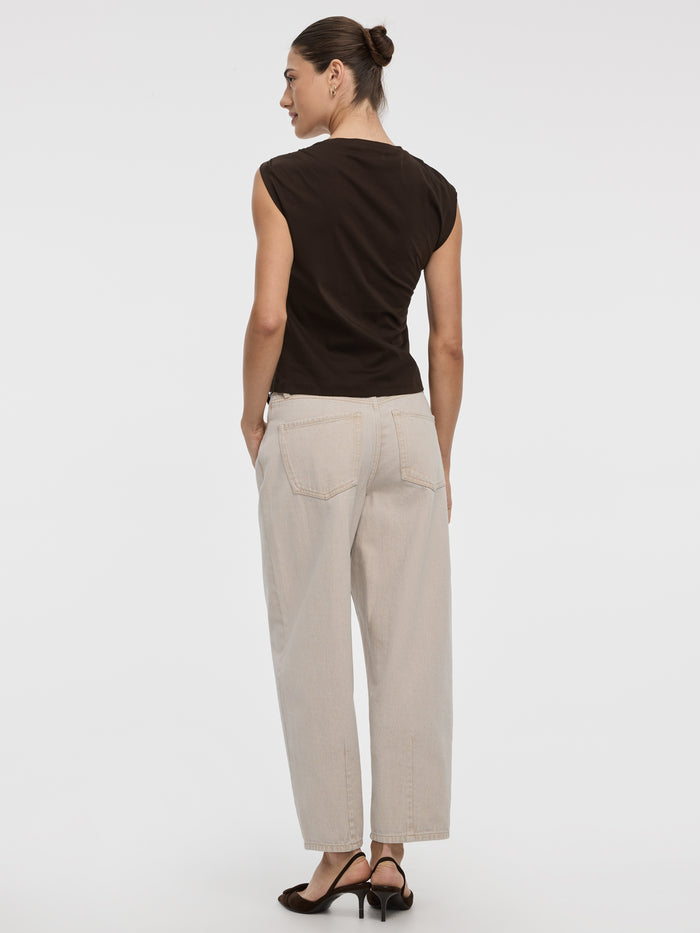 Shirred Tee with Metal Ring