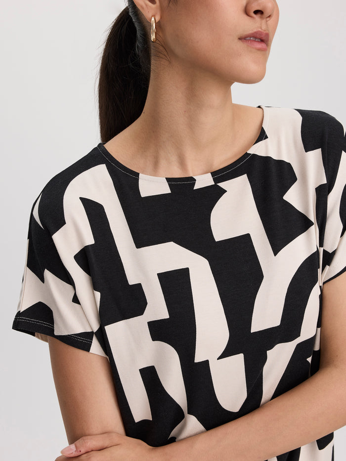 Short-Dolman-Sleeve Boat-Neck T-Shirt