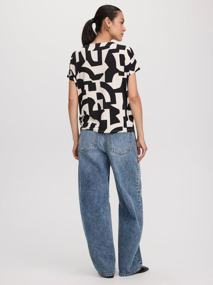 Short-Dolman-Sleeve Boat-Neck T-Shirt