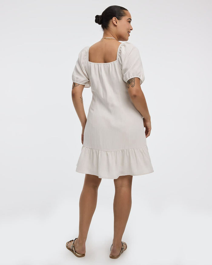 Short-Puffy-Sleeve Mini Dress with Sweetheart Neckline
