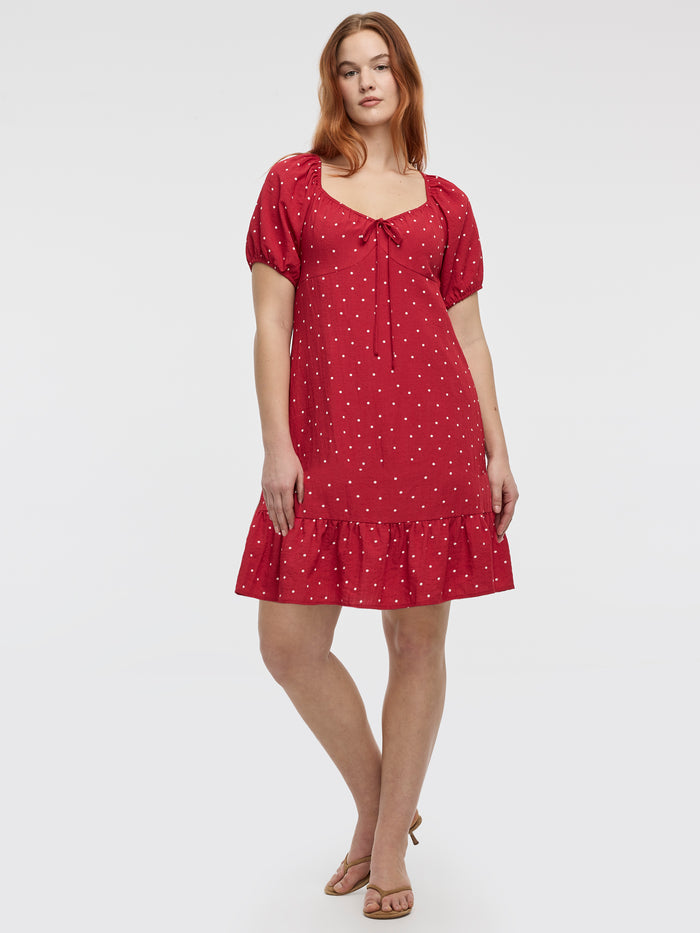 Short-Puffy-Sleeve Mini Dress with Sweetheart Neckline