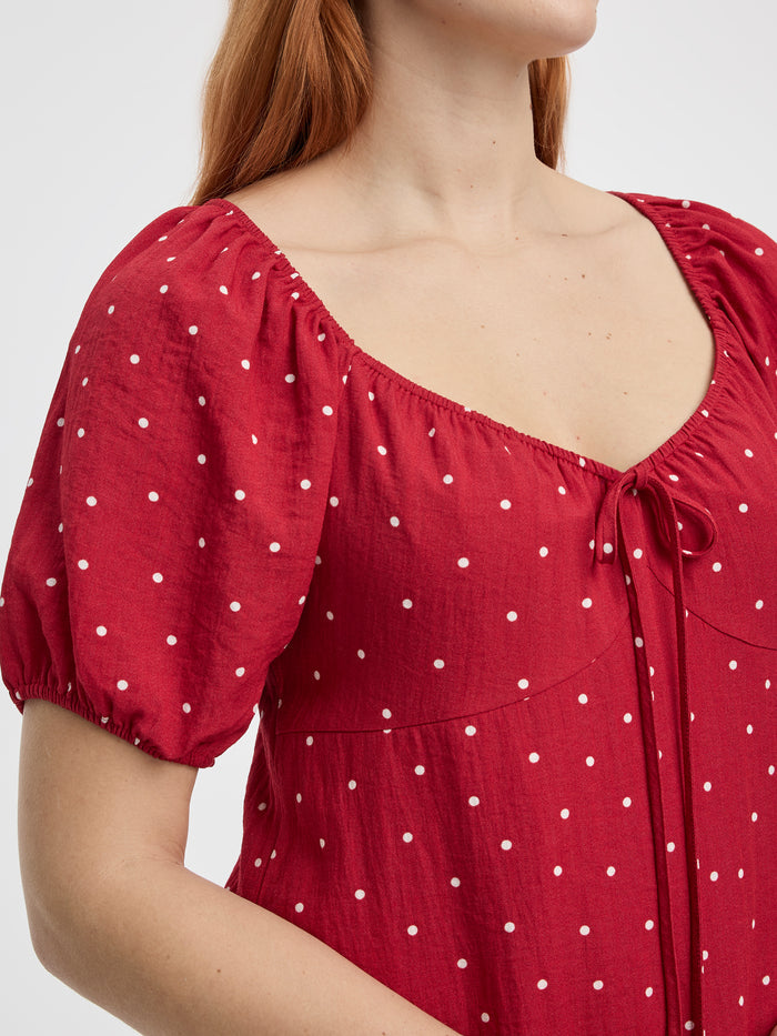 Short-Puffy-Sleeve Mini Dress with Sweetheart Neckline