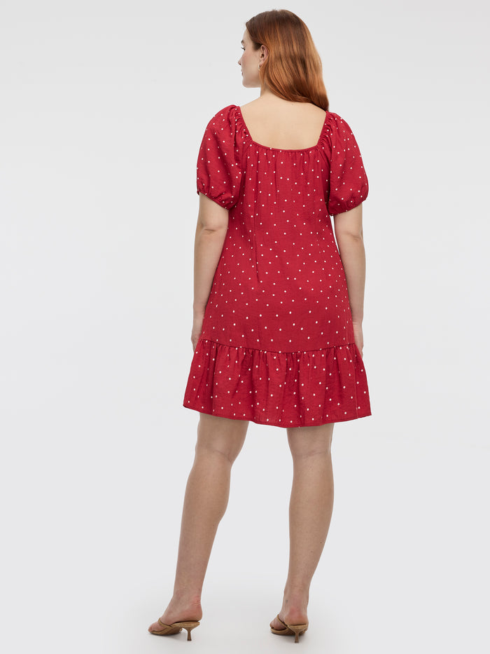 Short-Puffy-Sleeve Mini Dress with Sweetheart Neckline