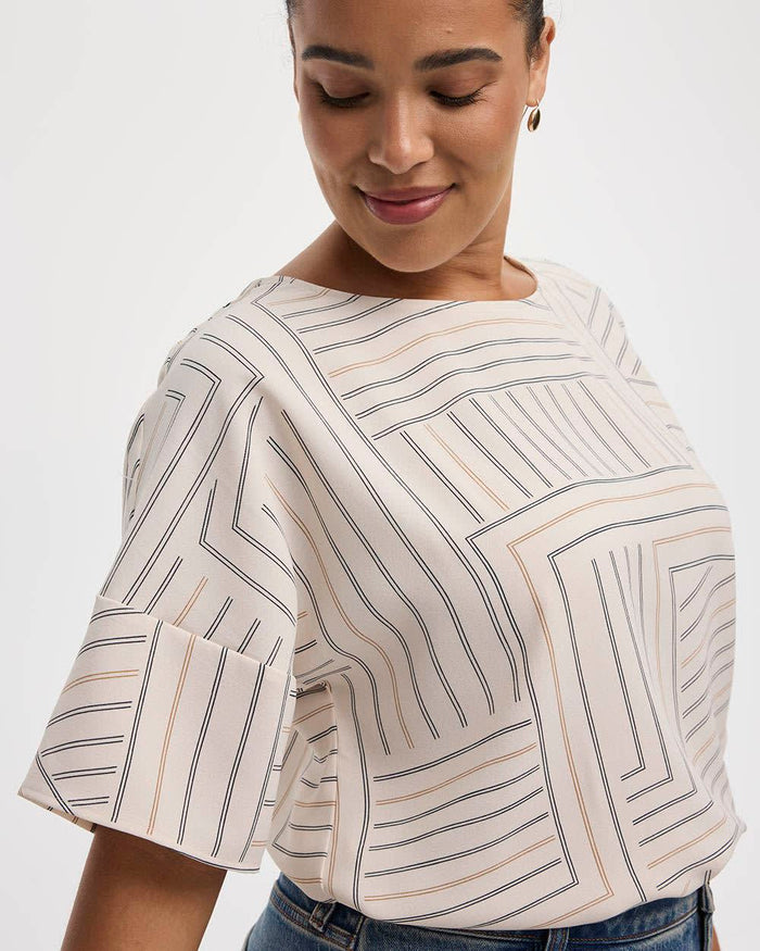 Short-Sleeve Crew-Neck T-Shirt Blouse