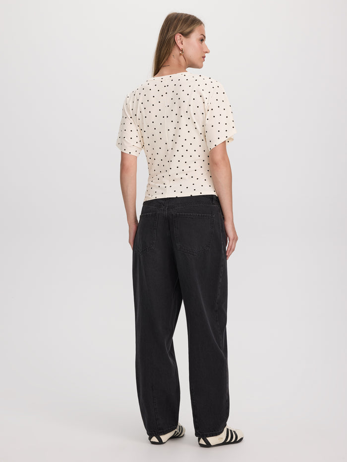 Short-Sleeve Crew-Neck Tee with Shirred Sides