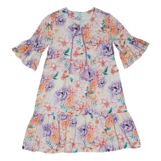 Dresses Marie Raxevsky Short Sleeve Ruffles Tunic Dress Romantic Apoella