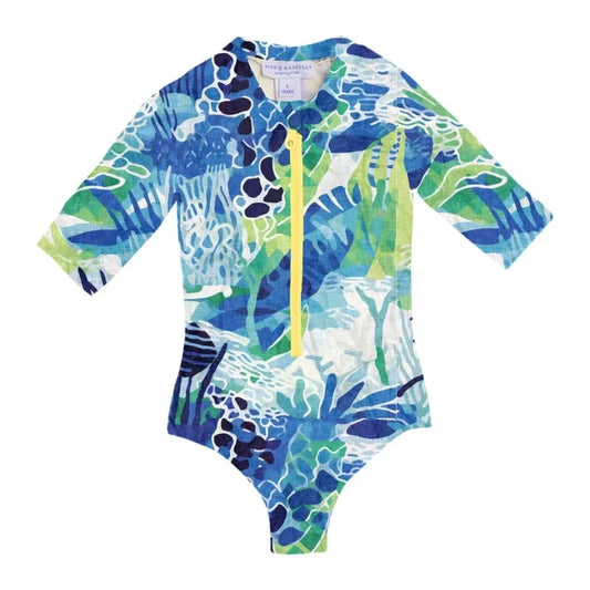 One-Piece Marie Raxevsky Short Sleeve Zip Surf Suit Aquatic Apoella