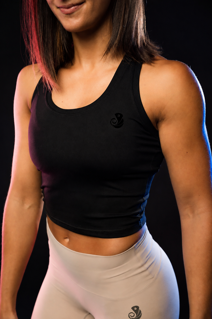 SIERRA SLEEVELESS CROP TOP - BANDASY PRO BLACK