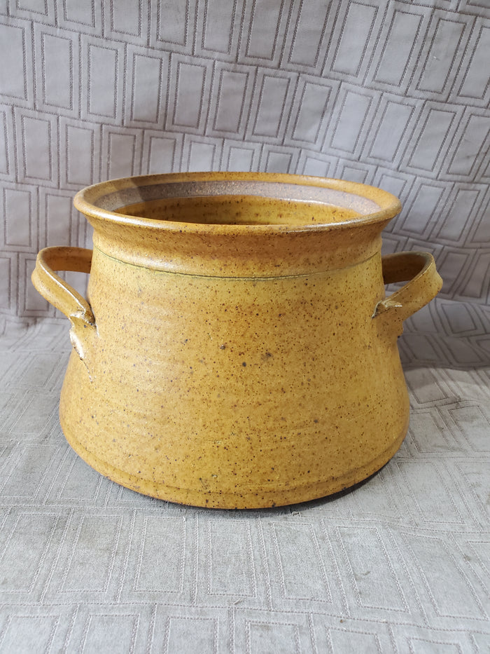 Signed Glazed Pottery Double Handle Planter