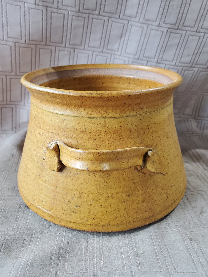 Signed Glazed Pottery Double Handle Planter