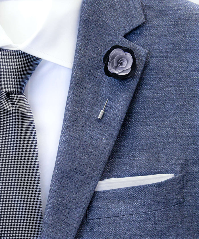 Silver Swirl Flower Lapel Pin