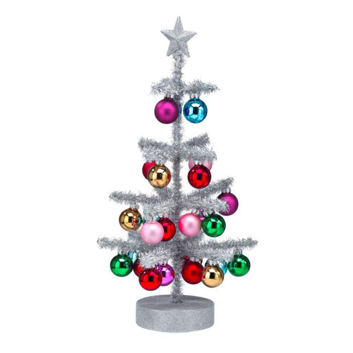 Silver Tinsel Ball Tree