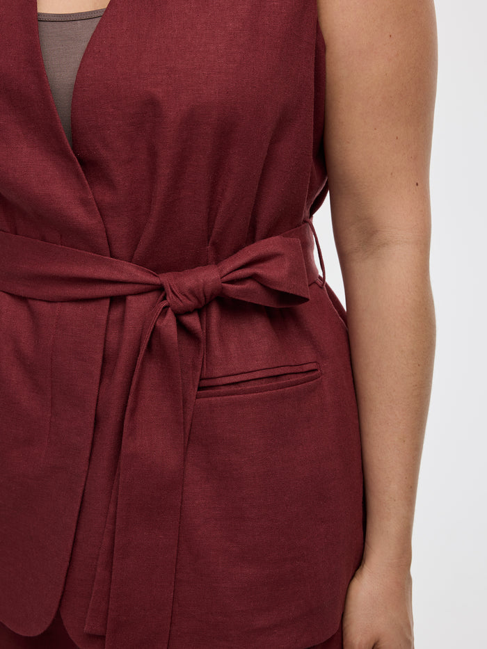 Sleeveless Belted Blazer