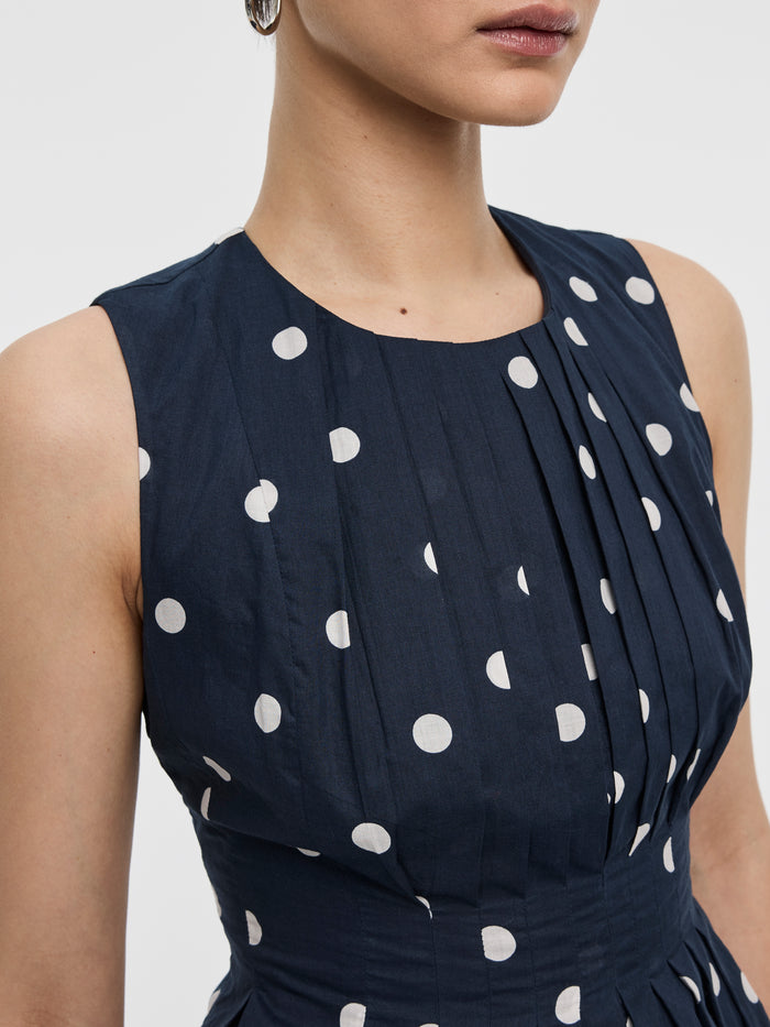 Sleeveless Crew-Neck Blouse with Pintucks