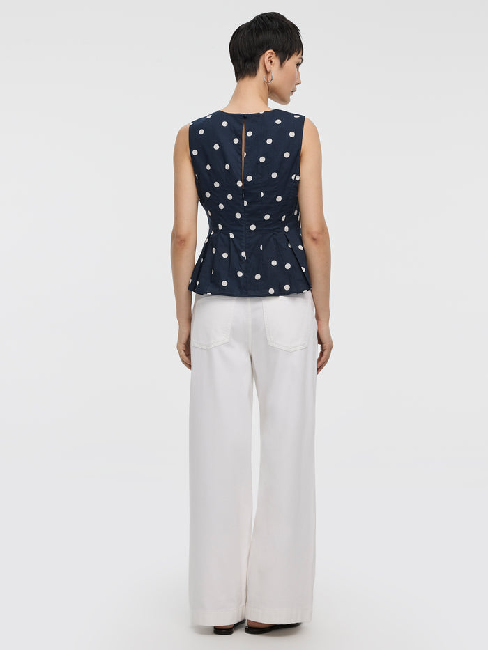 Sleeveless Crew-Neck Blouse with Pintucks