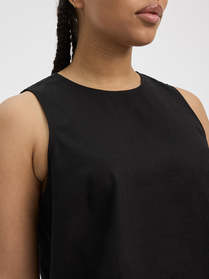 Sleeveless Crew-Neck Blouse