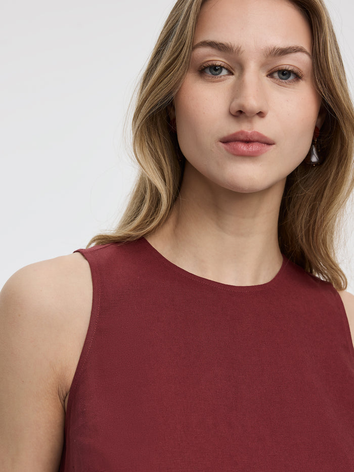 Sleeveless Crew-Neck Blouse