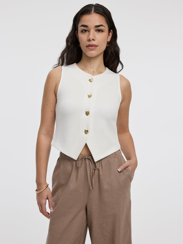 Sleeveless Crew-Neck Vest