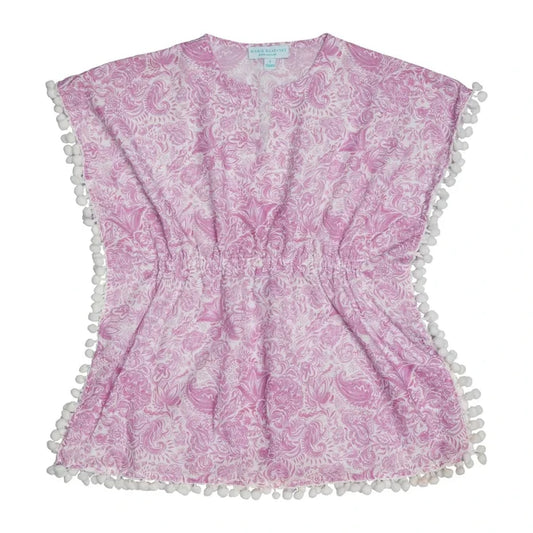 Caftans Marie Raxevsky Sleeveless Pom Pom Caftan Paisley Lilac Apoella