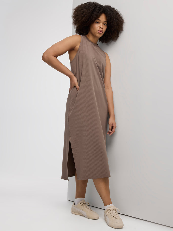Sleeveless Textured Midi Dress - Hyba