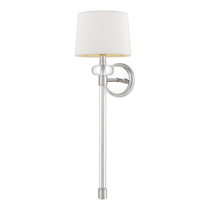 Smithson Chrome & Glass Wall Light with White Shade Lighting