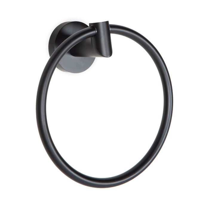 A cylindrical contemporary towel ring.