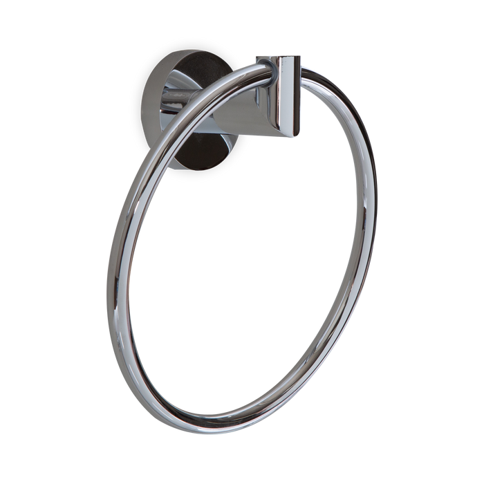 A cylindrical contemporary towel ring.