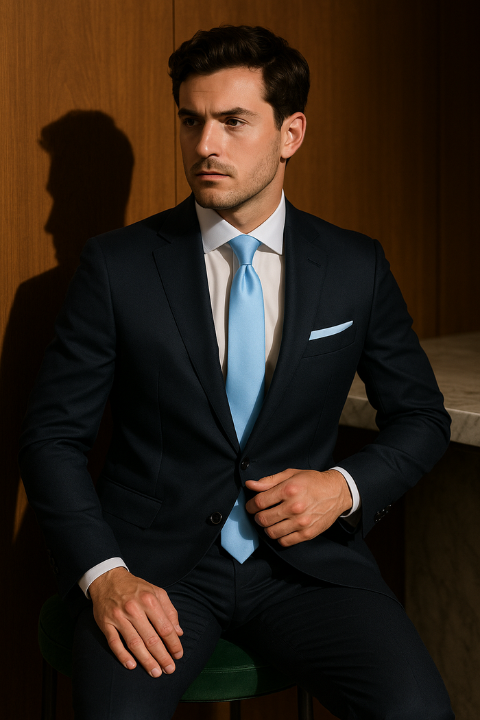 AI generated marketing image for Solid Baby Blue Traditional Tie