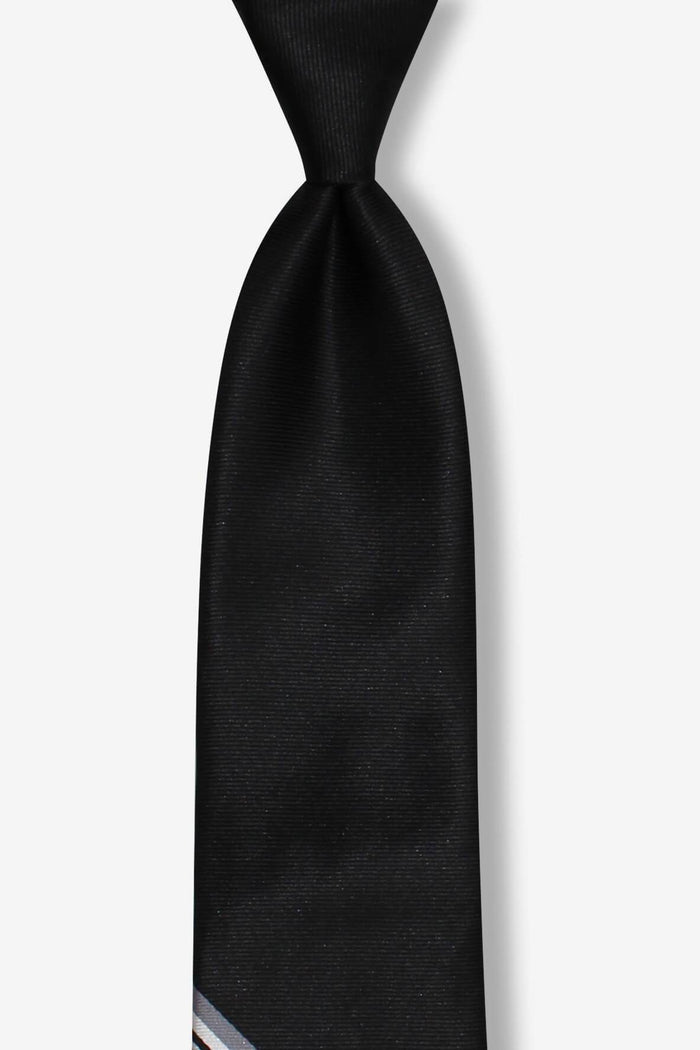 Solid Black with Silver Stripe Skinny Pre-tied Tie, Tie, GoTie