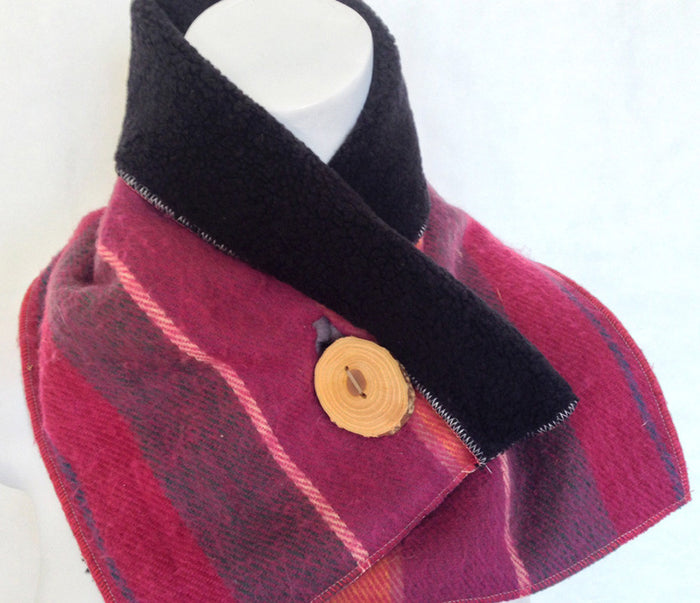 Sorbet Plaid Upcycled Neckwarmer - One-of-a-Kind - 
 - 4