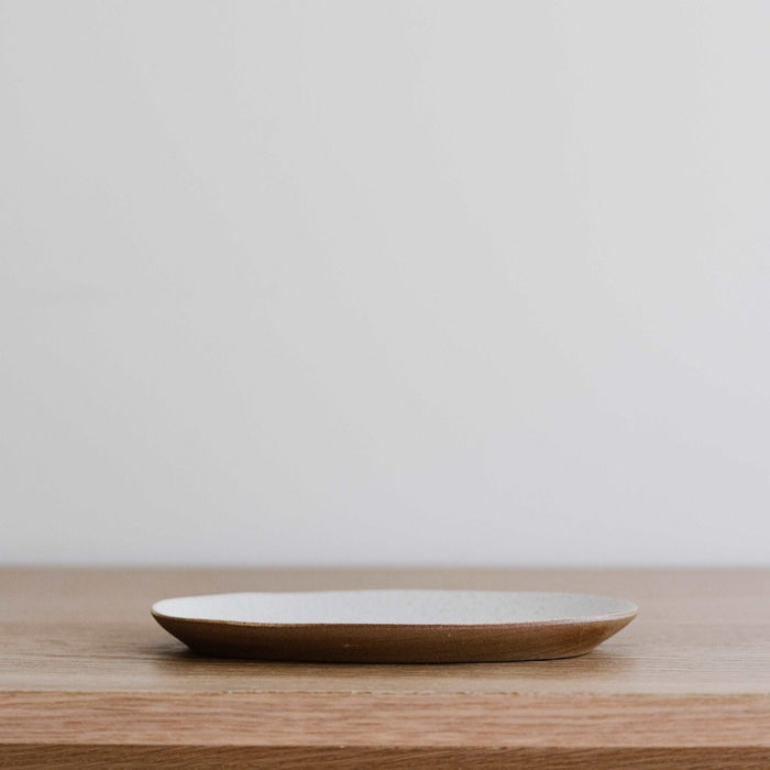 Dinnerware Speckled White Long Oval Plate -