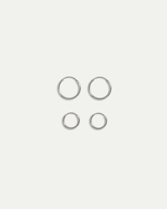 Stainless Steel Basic Hoops - 2 Pairs