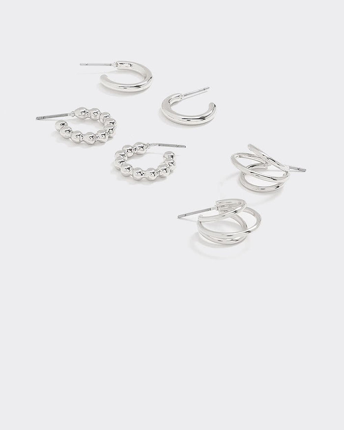 Stainless Steel Hoops - 3 Pairs