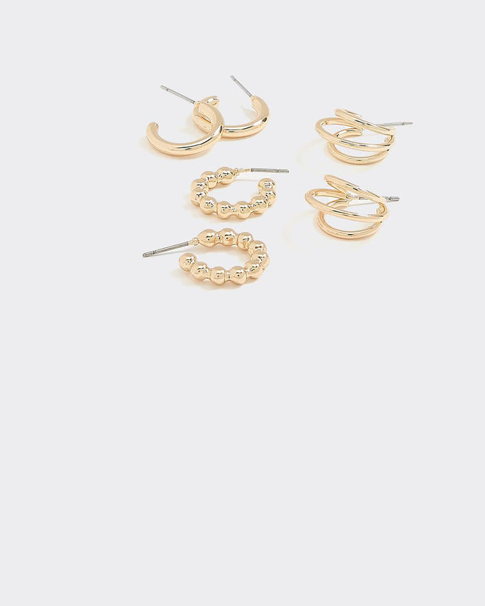 Stainless Steel Hoops - 3 Pairs