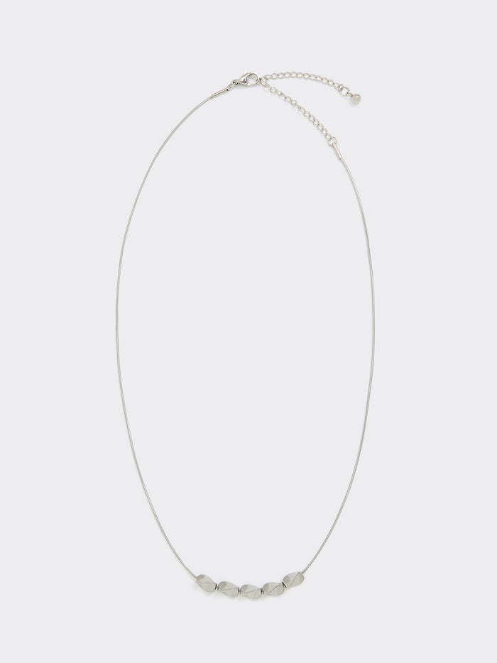 Stainless Steel Short Necklace with Twisted Beads