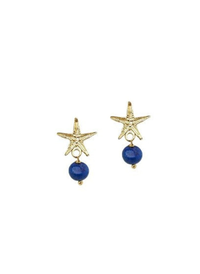 Earrings Antonia Karra Starfish Earrings Lapis Stones Gold Plated O/S Apoella