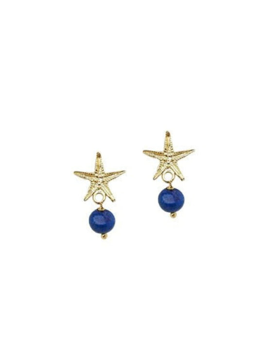 Earrings Antonia Karra Starfish Earrings Lapis Stones Gold Plated O/S Apoella