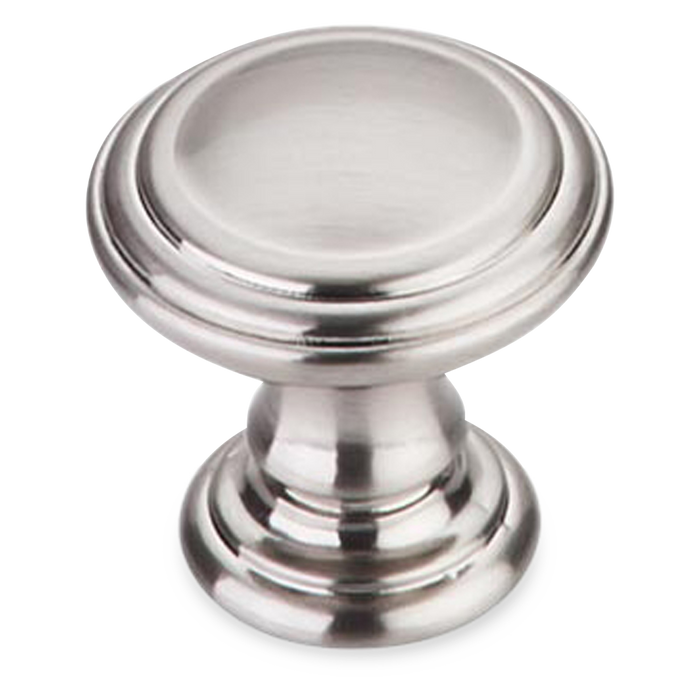 A sleek, transitional knob with ridged edges.