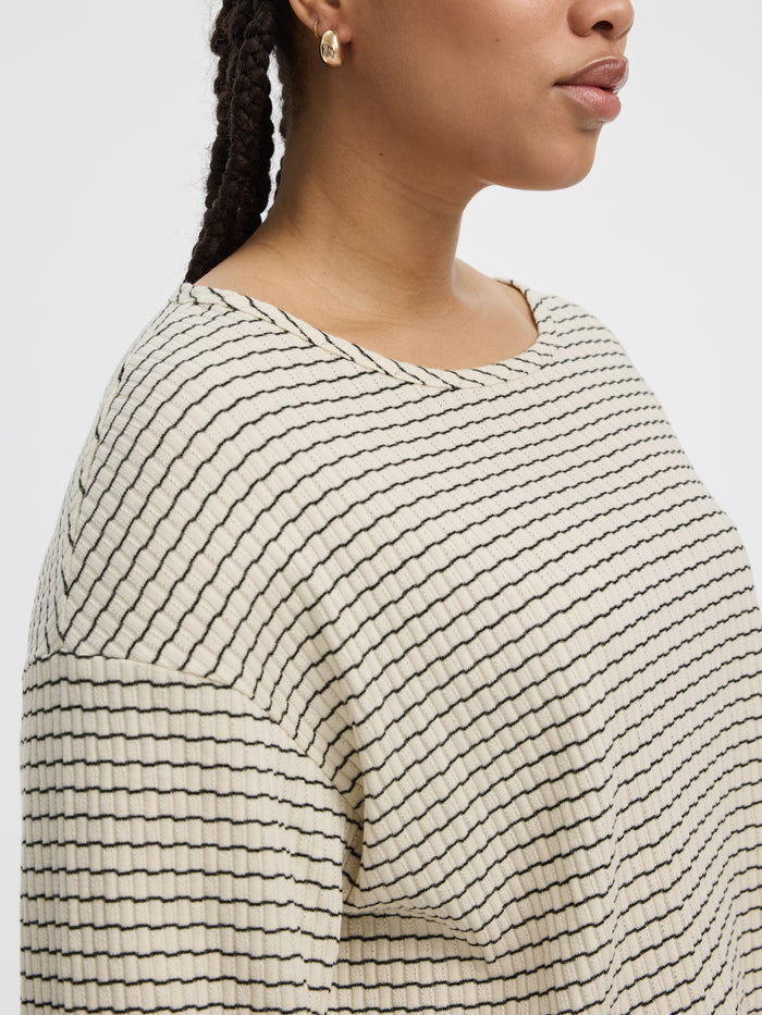 Striped Long-Sleeve Boat-Neck T-Shirt