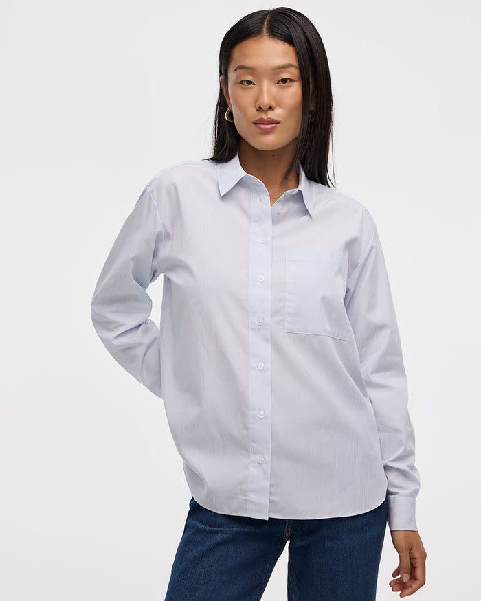 Striped Long-Sleeve Poplin Shirt with Chest Pocket - R Essentials
