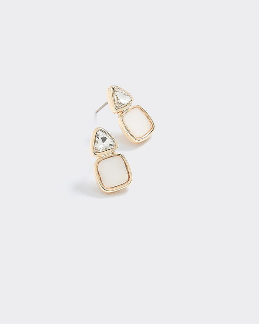 Stud Earrings with Stone Pendants