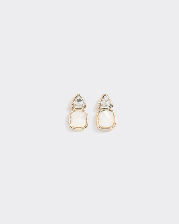Stud Earrings with Stone Pendants