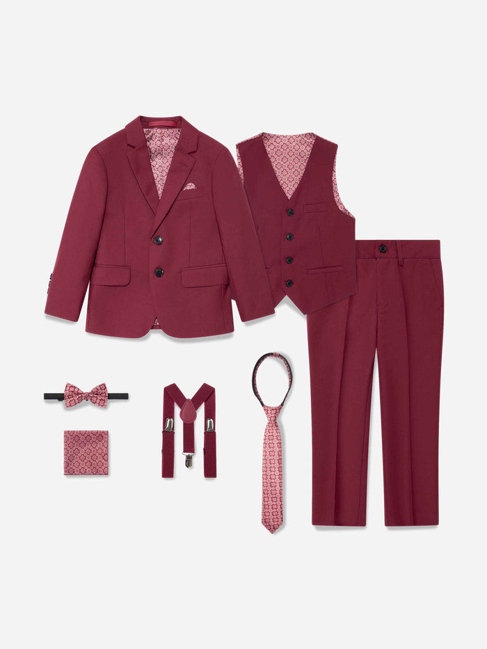 SUITLAB London Boys 7 Piece Suit Set in Red