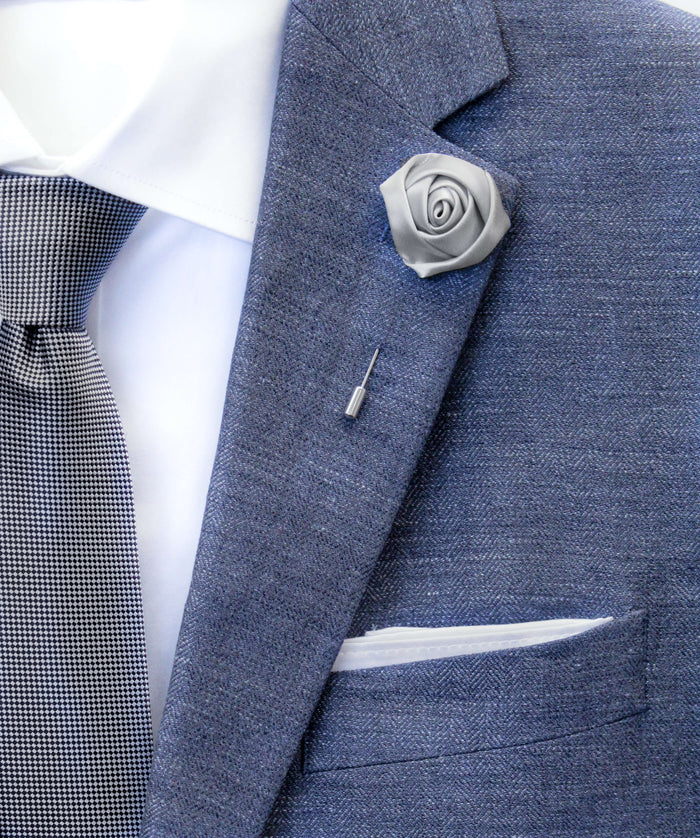 Super Silver Flower Lapel Pin