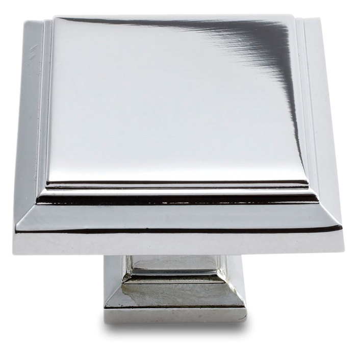 A traditional square knob with ridge detailing.